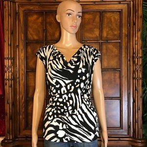 Multi Animal Print Drape Front Top